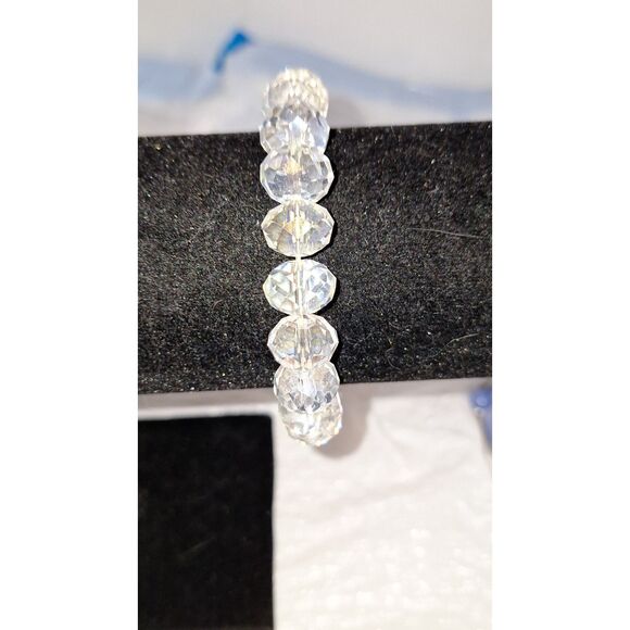 A Vintage Women's Stretch Bracelet Faceted Crystal Glass Elegant Eveningwear - Picture 1 of 8